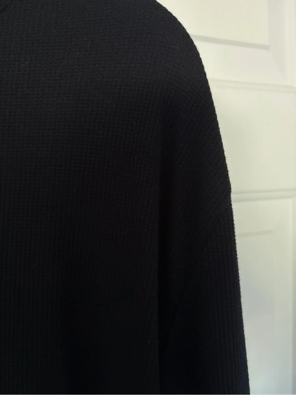 Fabletics Waffle Knit Black Hooded Long-Sleeve